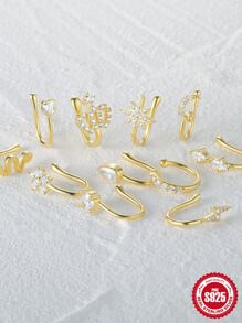 1入組女款蛇冠925純銀復古鼻針配18k鍍金,日常佩戴和萬聖節完美搭配