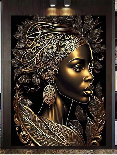 1 PC 40x50cm (15.75x19.69in)DIY Diamond Painting African Women Full Round Diamond Use Home Decor