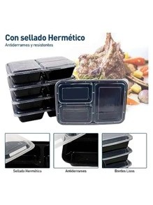 Juego de 20 recipientes de alimentos Bluelander: organización, frescura y conveniencia en cada división, oferta del - Blanco y Negro - Ver 5