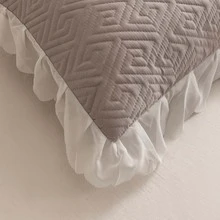 1pc Lace Double Pillowcase And 1pc Single Thick And Long Pillowcase Covers (pillow Core Not Included) - light gray - View 4