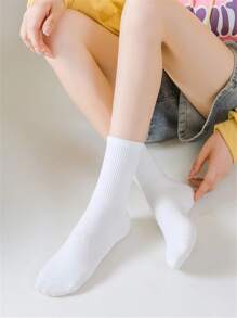 女性用ホワイトカジュアル中ざわりソックス 10組 - ホワイト - チェックする 3
