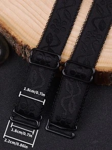 2入組/套女性刺繡織物內衣肩帶帶防滑設計適用於文胸,內衣 - 黑色 - 查看 2