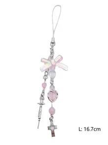 1 dây đeo cổ tay hình trái tim và nơ cổ điển cho điện thoại di động - Nhiều màu - Xem 3