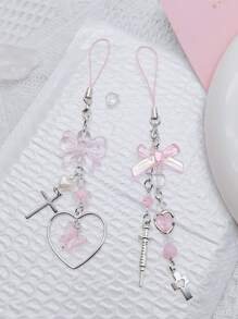 1 dây đeo cổ tay hình trái tim và nơ cổ điển cho điện thoại di động - Nhiều màu - Xem 2