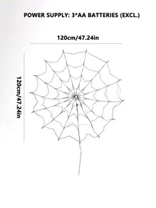 1pc Led Spider Web Halloween Decoration Light Atmosphere Lamp With Remote Control (Spider Not Included) Halloween Decoration Room Decor Halloween Garden Decor For Gift Fairy Holiday Decor Festival Decor - Orange - View 6