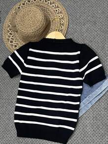 Women Knit Tops - Đen và trắng - Xem 2