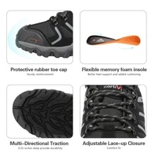 Men's Low Top Waterproof Hiking Shoes Trekking Trails Outdoor Work Shoes - Màu xám đen - Xem 3