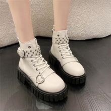 New Arrival Heart Shaped Decorated Side Zipper Fashionable Women's Boots For Autumn - Beige - View 3