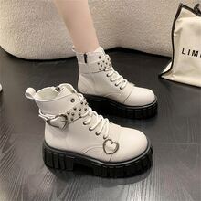 New Arrival Heart Shaped Decorated Side Zipper Fashionable Women's Boots For Autumn - Beige - View 2