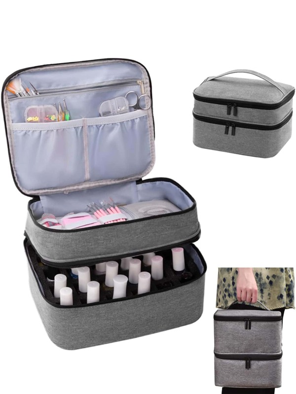 Sac de rangement pour vernis à ongles, organisateur de voyage pour huiles essentielles et rouges à lèvres, sac cosmétique pour vacances, plage, salle de bain, chambre à coucher, grande capacité