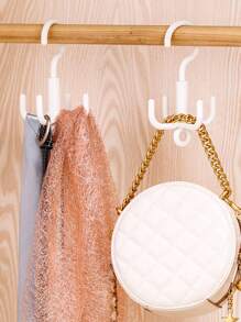 6入組4爪旋轉掛鉤,掛包、領帶、圍巾、帽子等,不需鑽孔的塑料存儲掛鉤 - 白色 - 查看 6