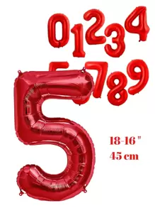 Metal Balloon Number Boy 16-18 Inches 45 Cm Choose Color - Red - View 1