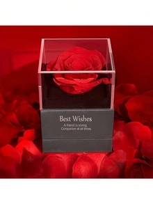 1個紅玫瑰禮盒附刻字項鍊,絕佳的母親節禮物、生日禮物、紀念日禮物