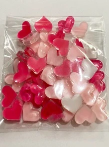 50pcs Resin Pastel Colored Random Mix Heart Shaped Flatback 3d Nail Art Decoration Stickers, Diy Crafts, Mobile Phone Case Decoration, Earring Accessories Valentine's Day Summer, School - Multicolor - View 4