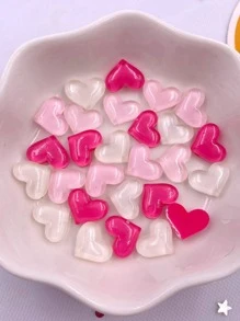 50pcs Resin Pastel Colored Random Mix Heart Shaped Flatback 3d Nail Art Decoration Stickers, Diy Crafts, Mobile Phone Case Decoration, Earring Accessories Valentine's Day Summer, School - Multicolor - View 6