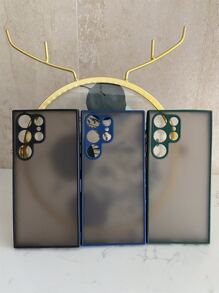 1 件半透明肤感磨砂拼接全覆盖防摔手机壳，适用于三星 - 墨綠色 - 查看 4