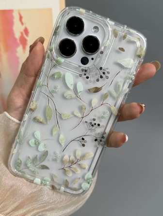 1pc Transparent TPU Phone Case With Air Cushion And Colored Drawing Pattern, Anti-Drop Compatible With Apple And Samsung Models