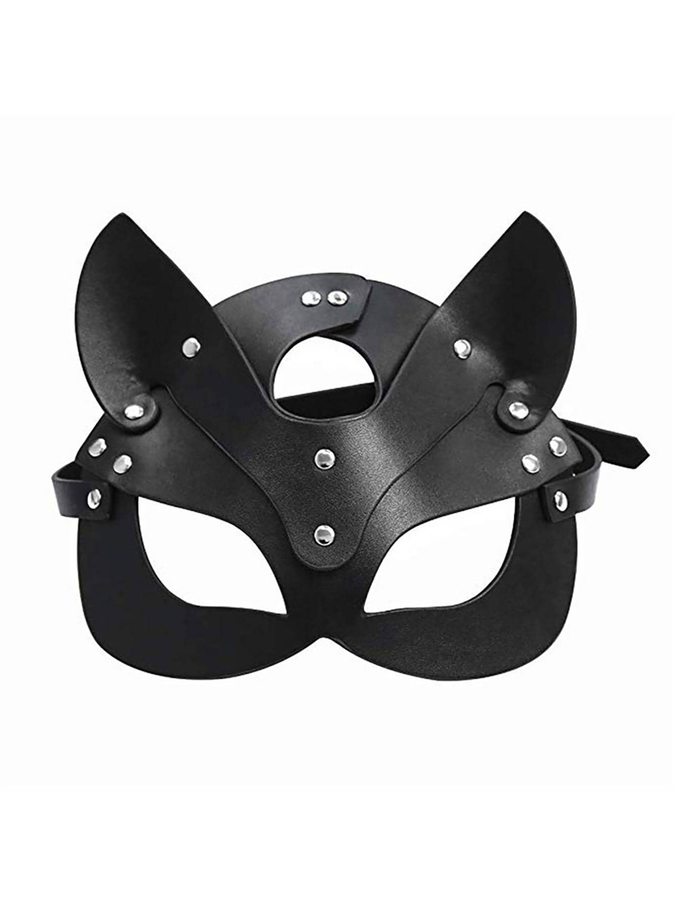 1pc Black Leather Halloween Costume Cosplay Mask For Women And Men