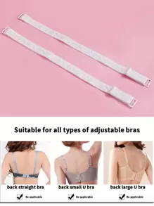 2入組/套女性刺繡織物內衣肩帶帶防滑設計適用於文胸 - 白色 - 查看 1