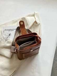 New Autumn And Winter Fashionable And Versatile Retro Style Crossbody Bag Solid Color Letter Adjustable Shoulder Strap Shoulder Bag Casual Simple Bucket Bag Suitable For Commuting To Work, Shopping And Dating., Perfect For Rodeo Occasion, Vintage Bag For Women