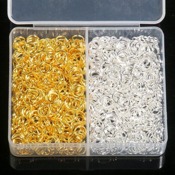 1 Box Goldfarbe Silber Farbe Sprungringe Runde Split Ringe Verbinder Set für Schmuckherstellung Zubehör DIY Armbänder Halskette Zubehör Zubehör