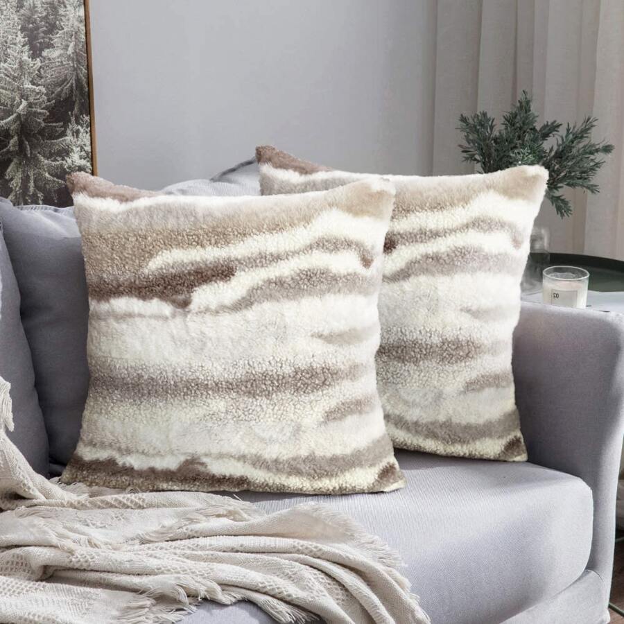 1 Peça Capa De Almofada Decorativa Fofa Padrão Galáxia E Ondas D'água, Adequada Para Sala De Estar, Quarto, Escritório, Carro E Etc. Design Moderno E Estiloso Em Múltiplas Cores - Café - Visão 1