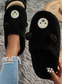 Women's Soft, Warm, Cute Cartoon Slippers For Indoor Use - Black - View 5