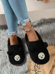 Women's Soft, Warm, Cute Cartoon Slippers For Indoor Use - Black - View 3