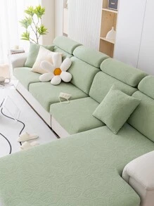 1入組通用四季絨面提花防滑沙發坐墊套,現代簡約寵物防護彈性沙發套,純色沙發套適用於l型組合沙發和1234人位沙發(分開售賣) - 綠色 - 查看 6