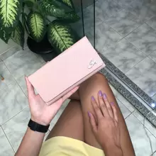 Carteira Feminina Longa Porta Cartões Documentos CNH Slim - Rosa Bebê - Visão 1