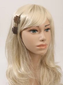 迷你6入茶棕啞光蝴蝶骨繫子夾套裝,帶小側瀏海 - 彩色 - 查看 3