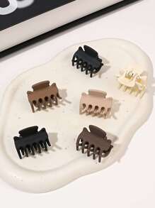 迷你6入茶棕啞光蝴蝶骨繫子夾套裝,帶小側瀏海 - 彩色 - 查看 1