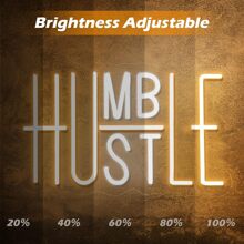 Hustle/Humble LED Neon Sign Neon Light,15.75''X9.84'' Modern Slogan Design For Home Room Office Wall Decor (Yellow&White Light ) - 黃色 - 查看 4