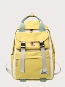 Classic basic backpack suitable for school bags, travel backpacks - Yellow - View 1
