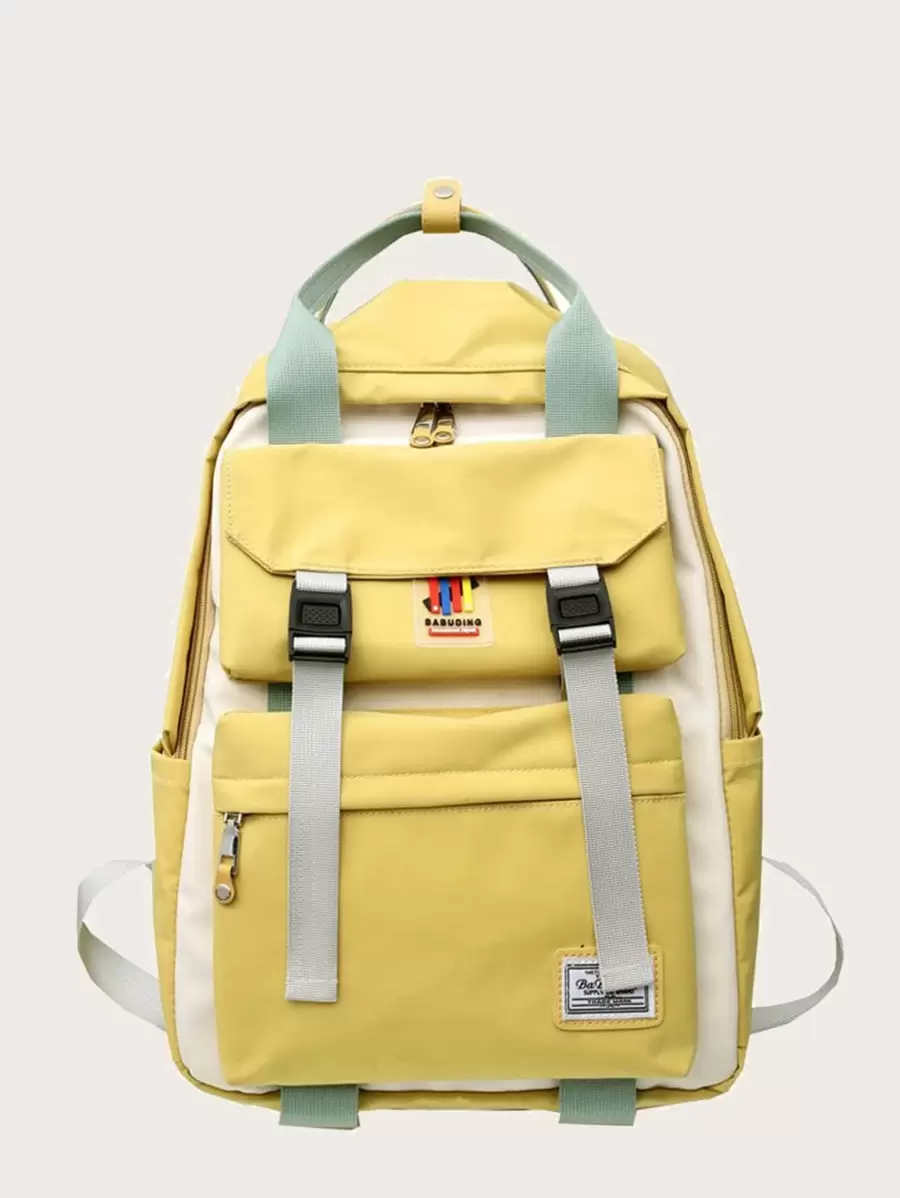 Classic basic backpack suitable for school bags, travel backpacks - Yellow - View 1