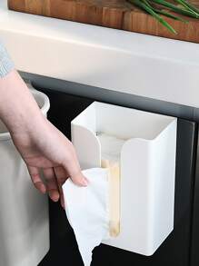 Wall-Mounted Tissue Box Napkin Holders Self-Adhesive Paper Towel Case Punch Free Removable Paper Box Space-Saving Waterproof - White - View 6