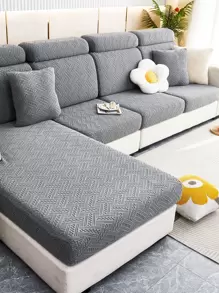 1pc Universal Four-season Stretchy Velvet Jacquard Sofa Cushion Cover, Modern Design Pet Hair Resistant Slipcover, Suitable For L-shaped & 1/2/3/4 Seater Sofa (sold Separately)
