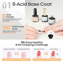 Modelones Gel Top Coat And Base Coat With Nail Primer Set, 3Pcs No Wipe Base And Top Coat Gel Nail Polish Nail Bond Primer, 10ml New Upgraded Formula Long-Lasting Gel Nail Kit - 無色 - 查看 5