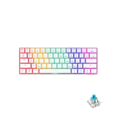 DAIDAI STK61无线布丁布丁键帽双模机械键盘61键混光无线键盘办公游戏无线键青轴混色-白色