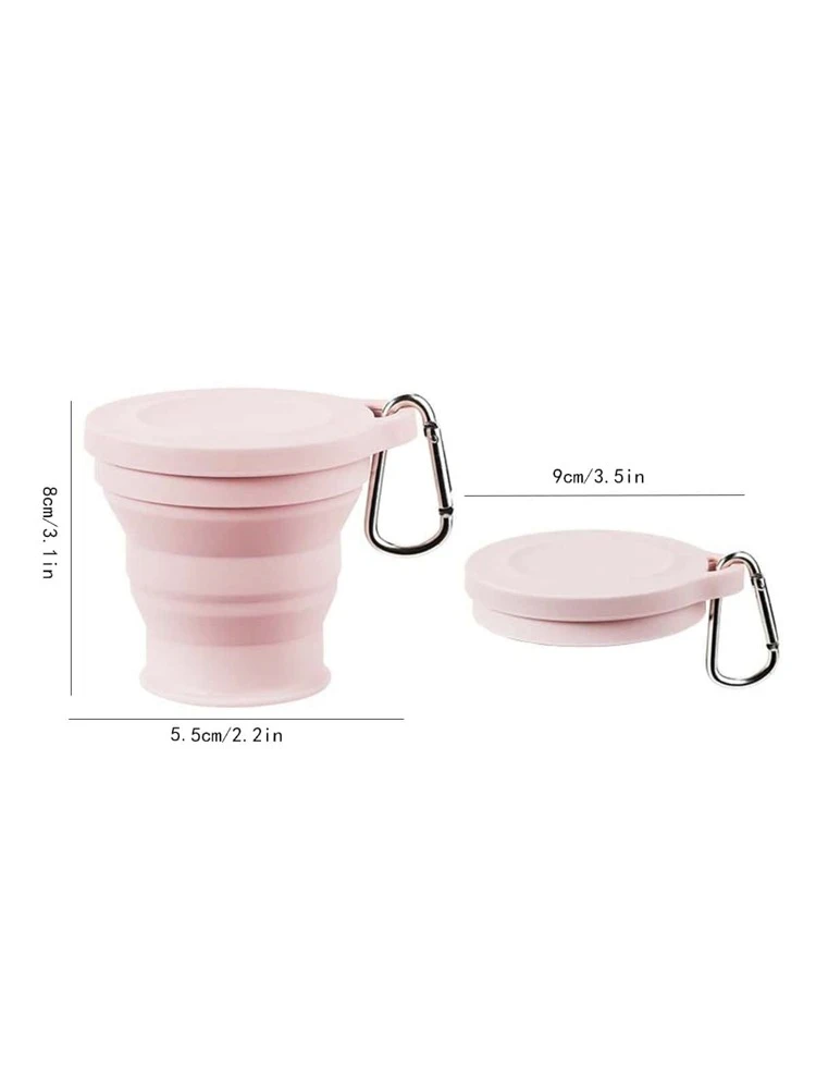1pc Pink Collapsible Silicone Cup, Foldable & Portable Cup For Outdoor Activities, With Lid, Resistant To High Temperatures, 180mlTravel Essentials ,Travel Organizer For Beach ,Summer Vacation Back To School School Supplies Holiday Camping Holiday Essentials Accessories Mini Perfume For Women Perfume For Men Perfume Bottle Travel Accessories Travel Must Haves School Accessories Stuff Back To School Supplies