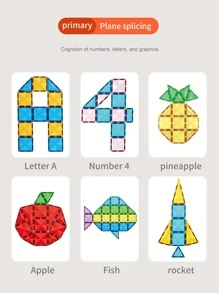 1set 40pcs Magnetic Blocks Set With Diamond Surface And 4d Color Windows For Kids, Gender Neutral, Durable Strong Magnets, Promote Imagination, Creativity And Spatial Thinking, Early Education Toy Accessories, Random Colors And Packaging - Blue - View 8