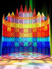 1set 40pcs Magnetic Blocks Set With Diamond Surface And 4d Color Windows For Kids, Gender Neutral, Durable Strong Magnets, Promote Imagination, Creativity And Spatial Thinking, Early Education Toy Accessories, Random Colors And Packaging - Blue - View 6