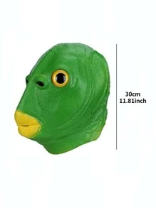 綠色魚式乳膠面具,怪獸魚頭套頭鍛,有趣角色扮演服裝 - 綠色 - 查看 2