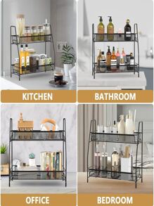 Estante Organizador Anaquel 2 Niveles Baño Cocina Oficina - Negro - Ver 7