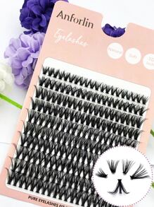 200pcs Mixed D Curl Fluffy Clustered False Eyelashes For Diy With 40 Pairs Of Under Eye Gel Pads - Black - View 1