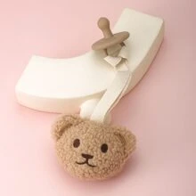 Handcrafted Teddy Bear Face Stuffed Plush Toy With Pacifier Clip, Embroidered, Prevent Losing Pacifier, For Baby Sleeping Soothing, Taupe - Camel - View 5