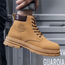 1雙男士高幫靴子,多用途和時尚工作靴子卡其色 - 卡其色 - 查看 5