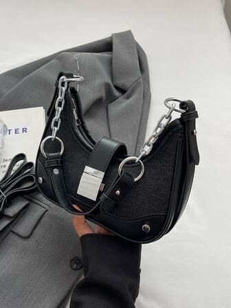 1個簡單的扣鎖肩袋,多功能斜跨包