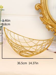 1入組鐵藝糖果托盤,創意設計的中空水果籃,客廳咖啡桌小吃收納籃 - 金色 - 查看 5