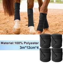 4pcs Black Thermal Lined Leg Wraps For Horses, Double-Sided Protective Bandages - Black - View 3